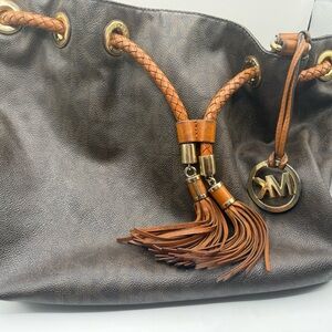 Michael Kors Brown Leather Jet Set Tote Bag